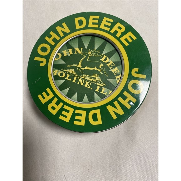 John Deere Tractor Absorbent Stone Bar Glass Coaster Set 4 Canister Holder - Picture 1 of 11
